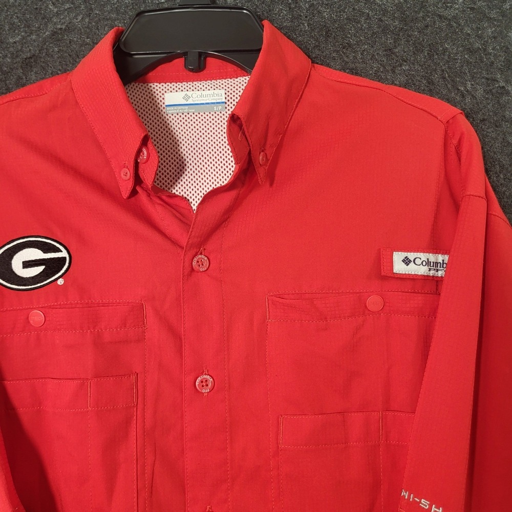 Georgia Bulldogs Columbia PFG Shirt Mens S Red Tamiami II Long Sleeve Fishing